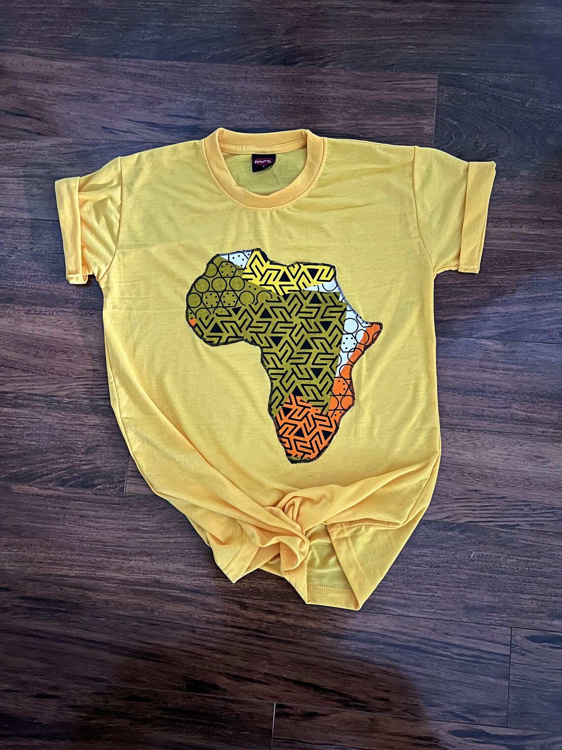 African Print T-Shirt Map of Africa - Image 5