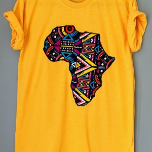 African Print T-Shirt Map of Africa