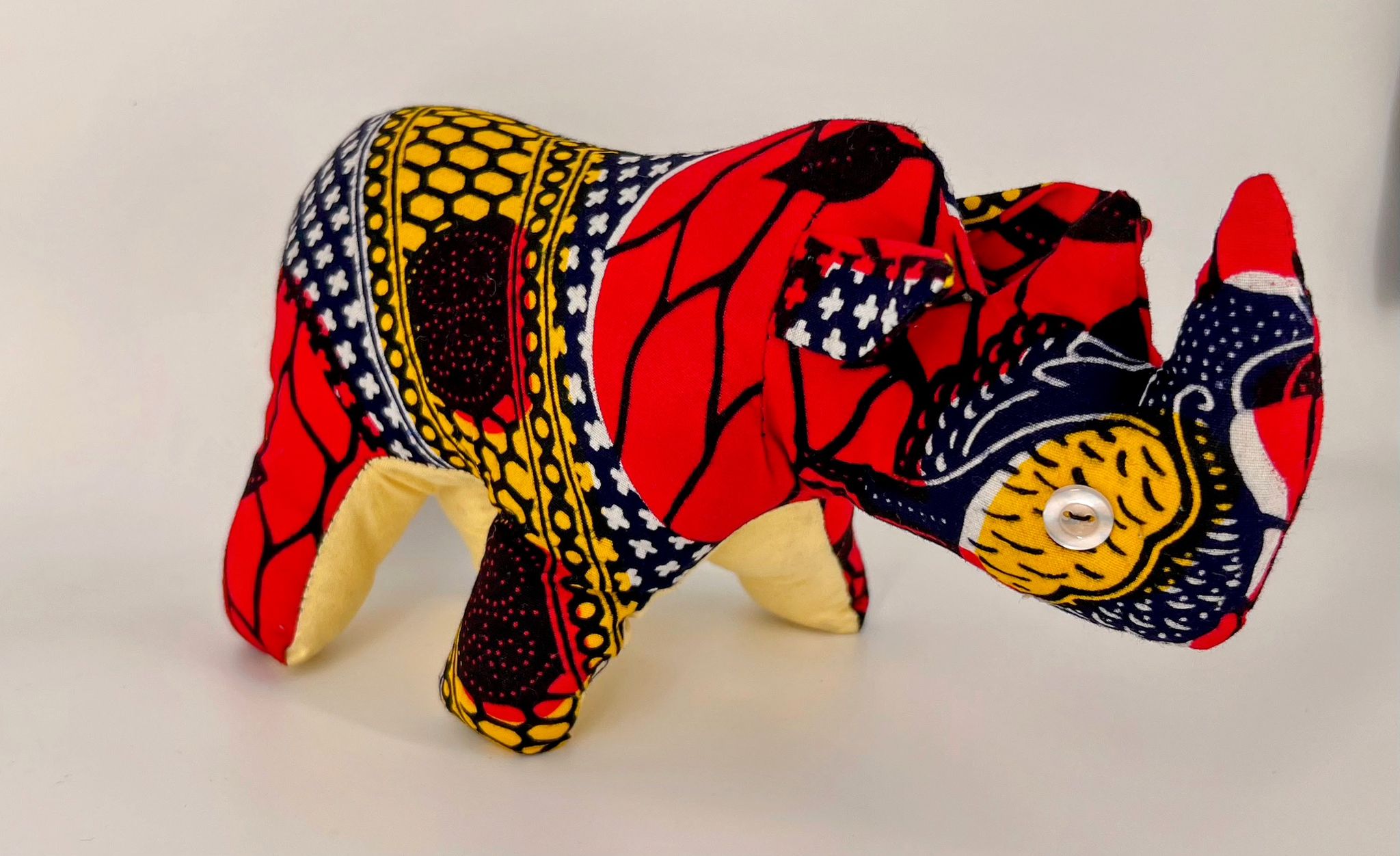 Stuffed Animal Rhino, African print - Image 3