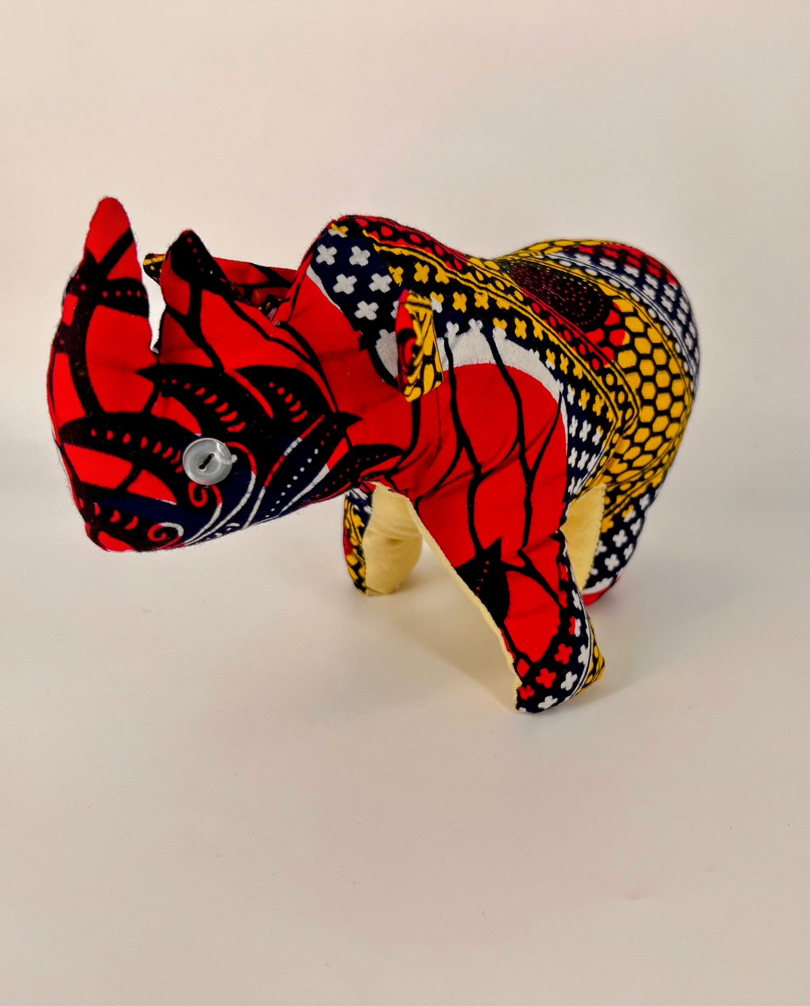 Stuffed Animal Rhino, African print - Image 7