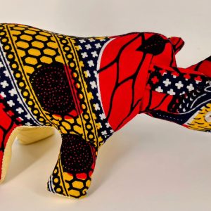 Stuffed Animal Rhino, African print
