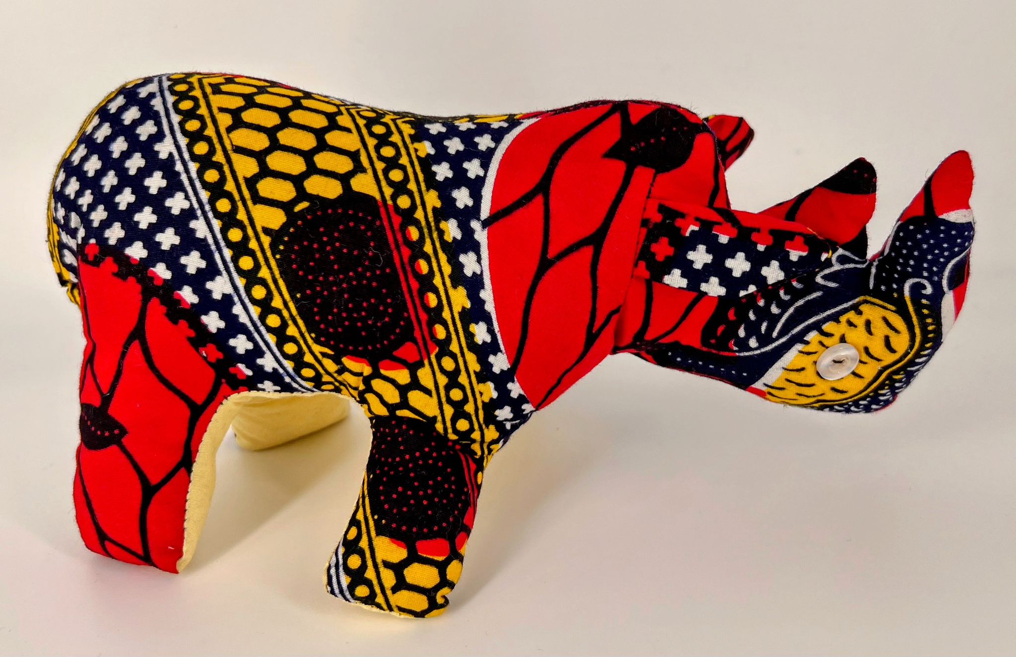 Stuffed Animal Rhino, African print