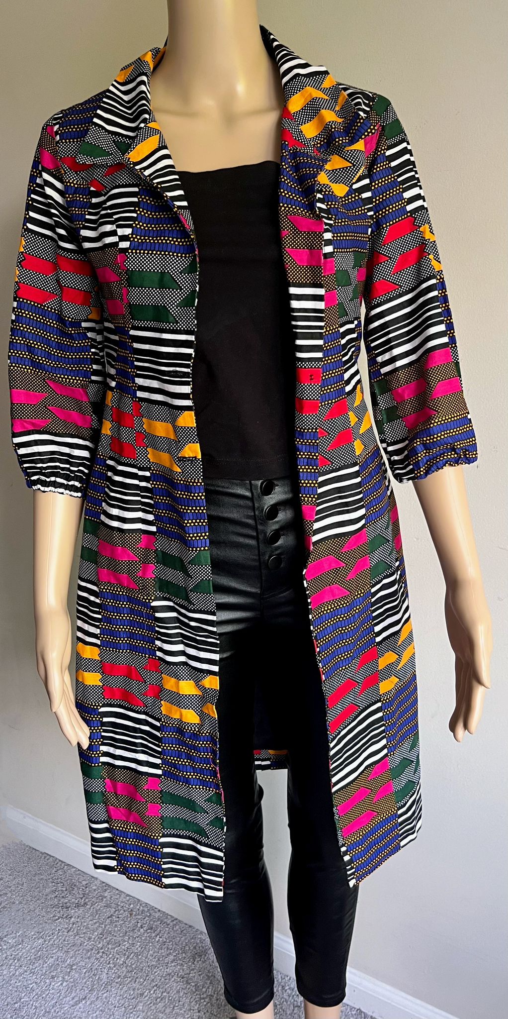 African Print Trench Coat - Image 5