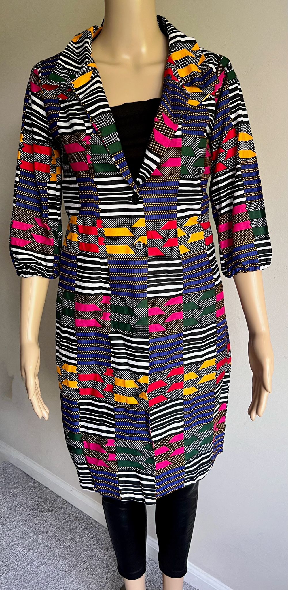 African Print Trench Coat - Image 2