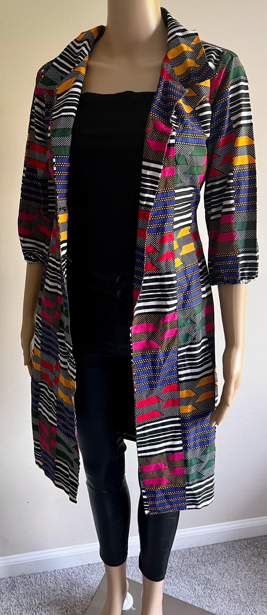 African Print Trench Coat - Image 4