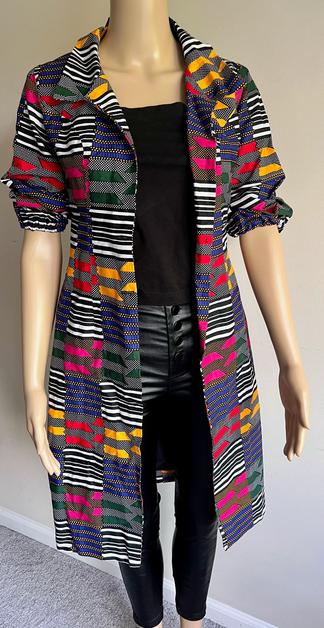 African Print Trench Coat - Image 8