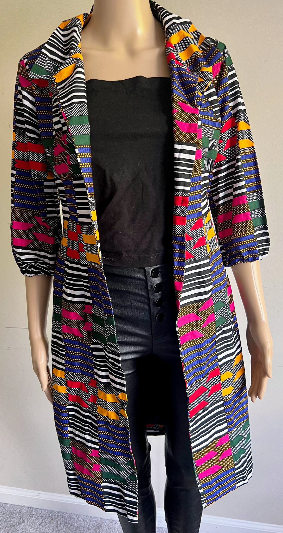 African Print Trench Coat