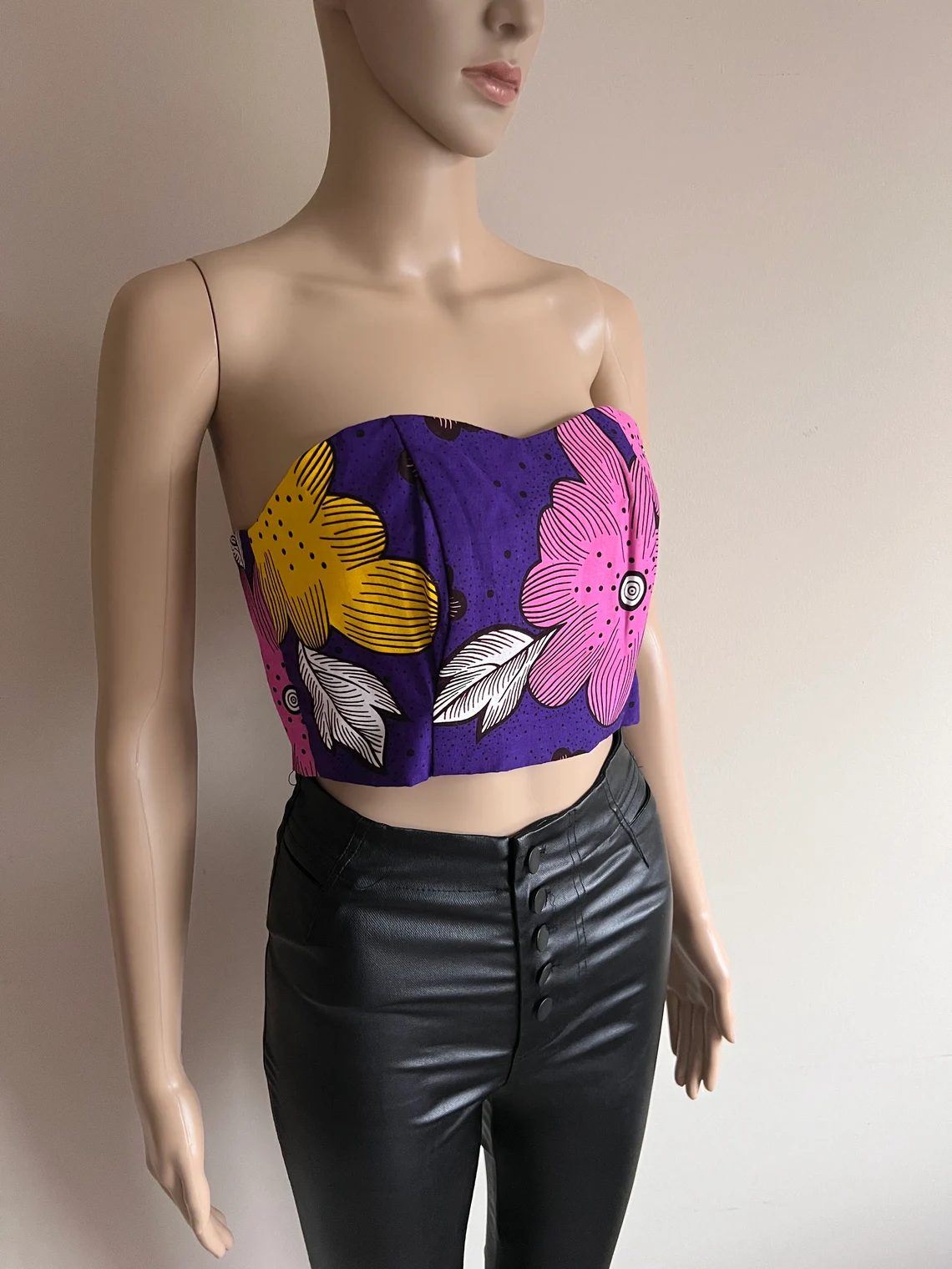 Crop Top 2 in 1, TAfrican Print Crop Tube Top - Image 3