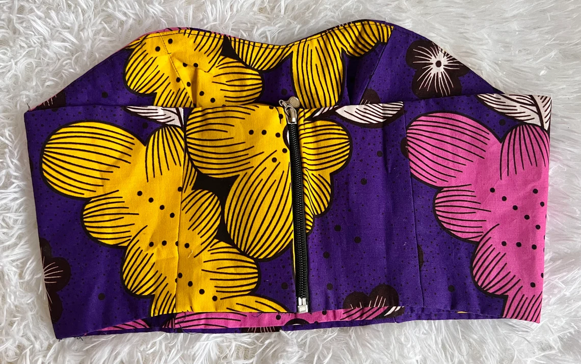 Crop Top 2 in 1, TAfrican Print Crop Tube Top - Image 4