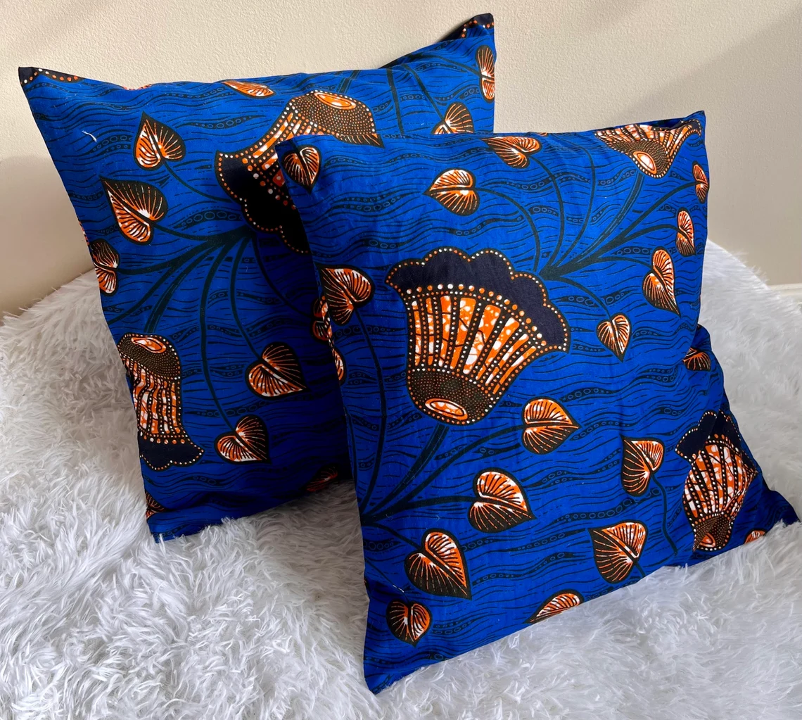African Print Pillow Cover, Decorative Pillow Covers - Image 3