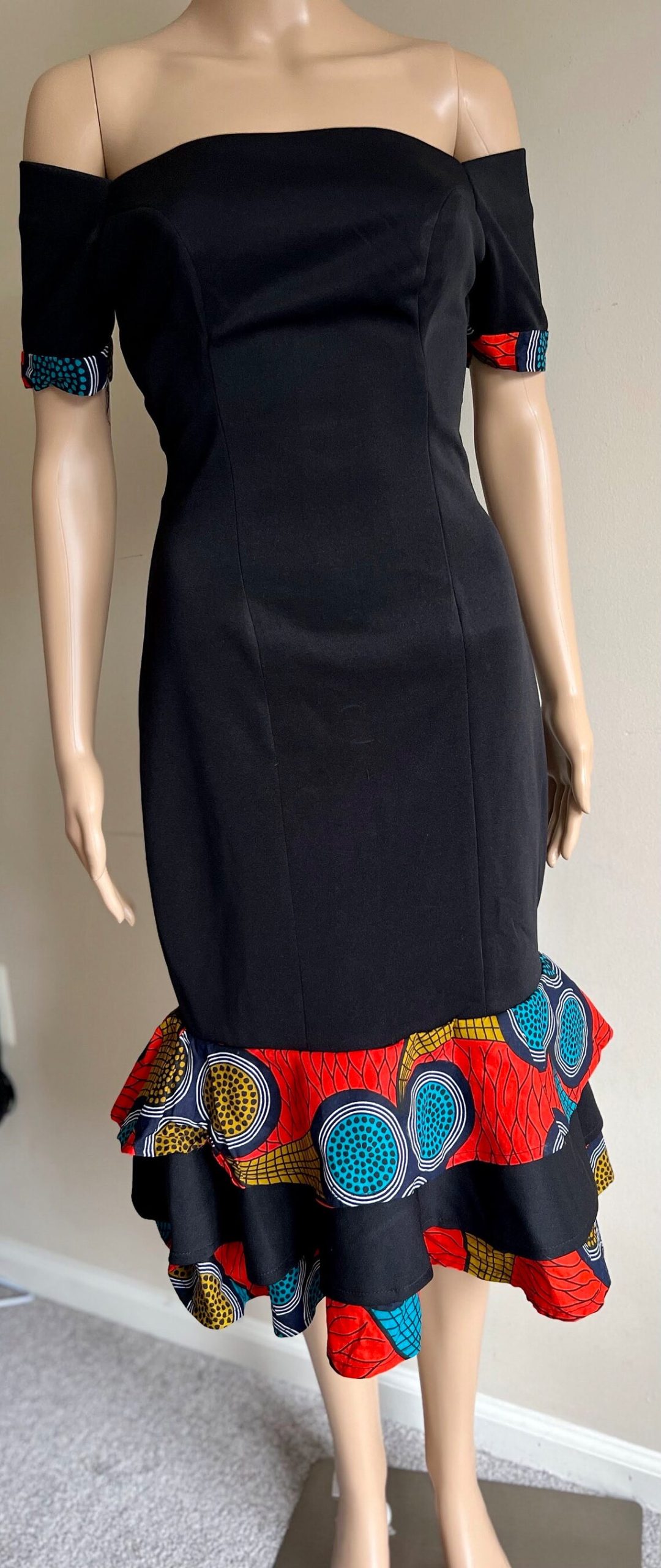 Black off Shoulder Body Con Dress - Image 7