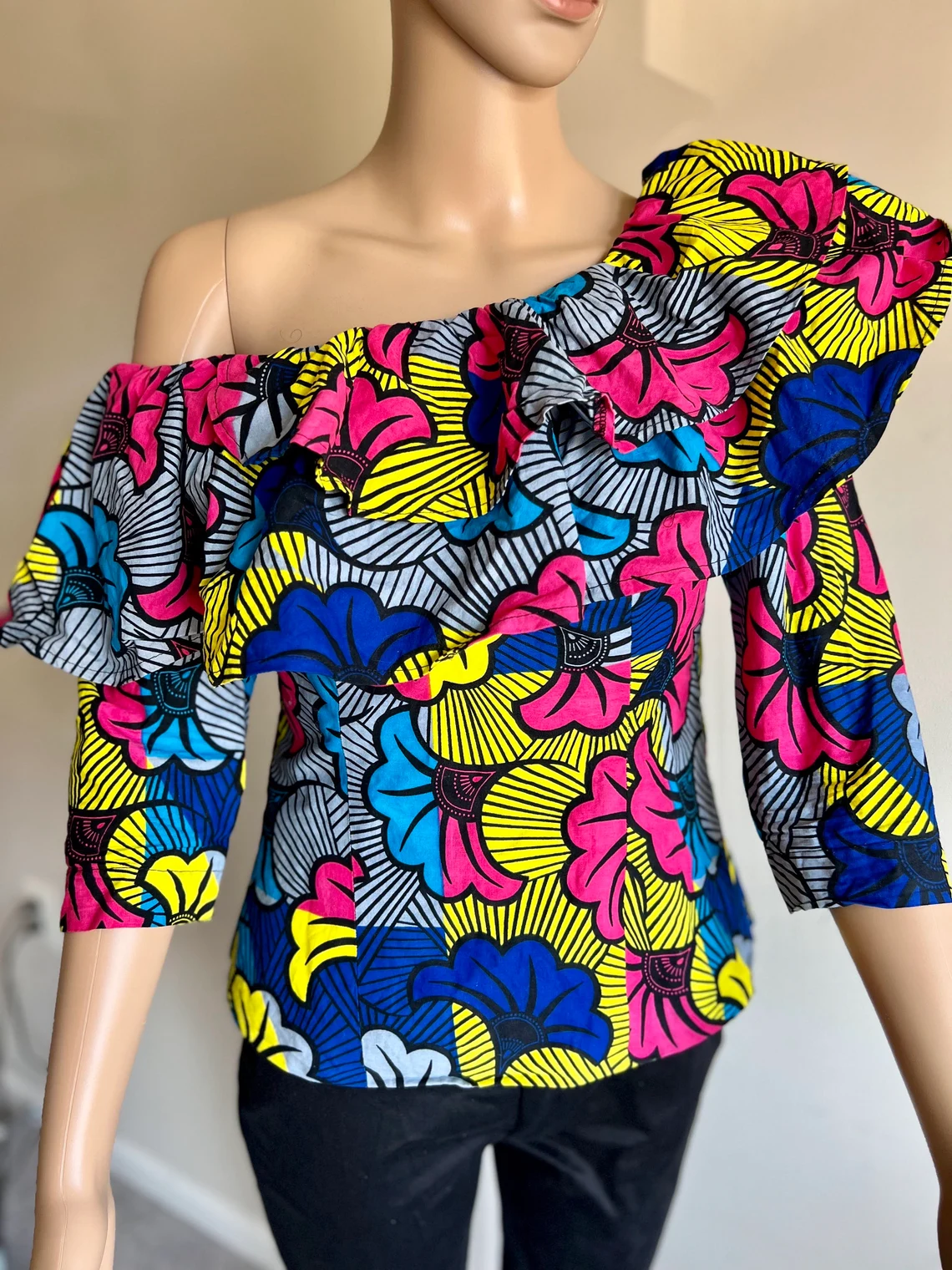 One Shoulder 3/4 Sleeve Top - Image 7