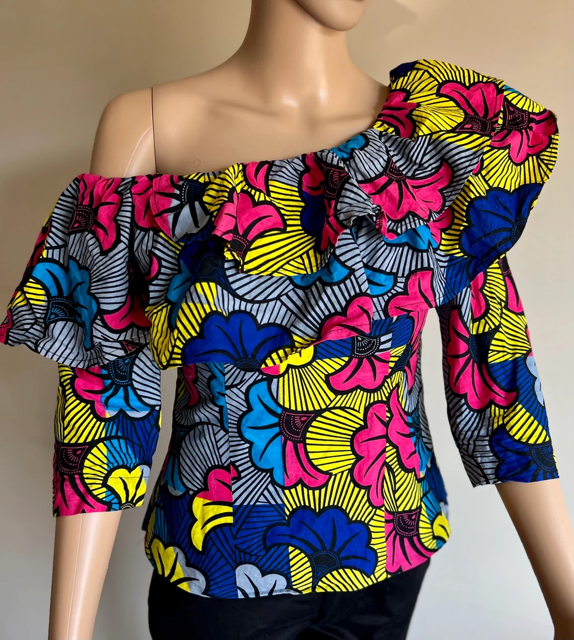 One Shoulder 3/4 Sleeve Top - Image 5