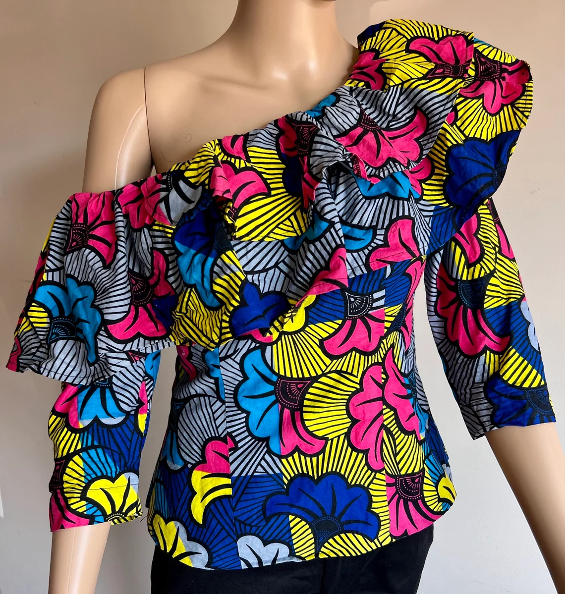 One Shoulder 3/4 Sleeve Top - Image 4