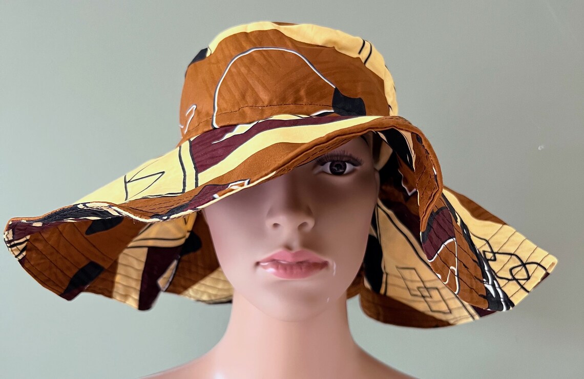 Bucket Hat with Wide Brim, African Print Bucket Hat - Image 10
