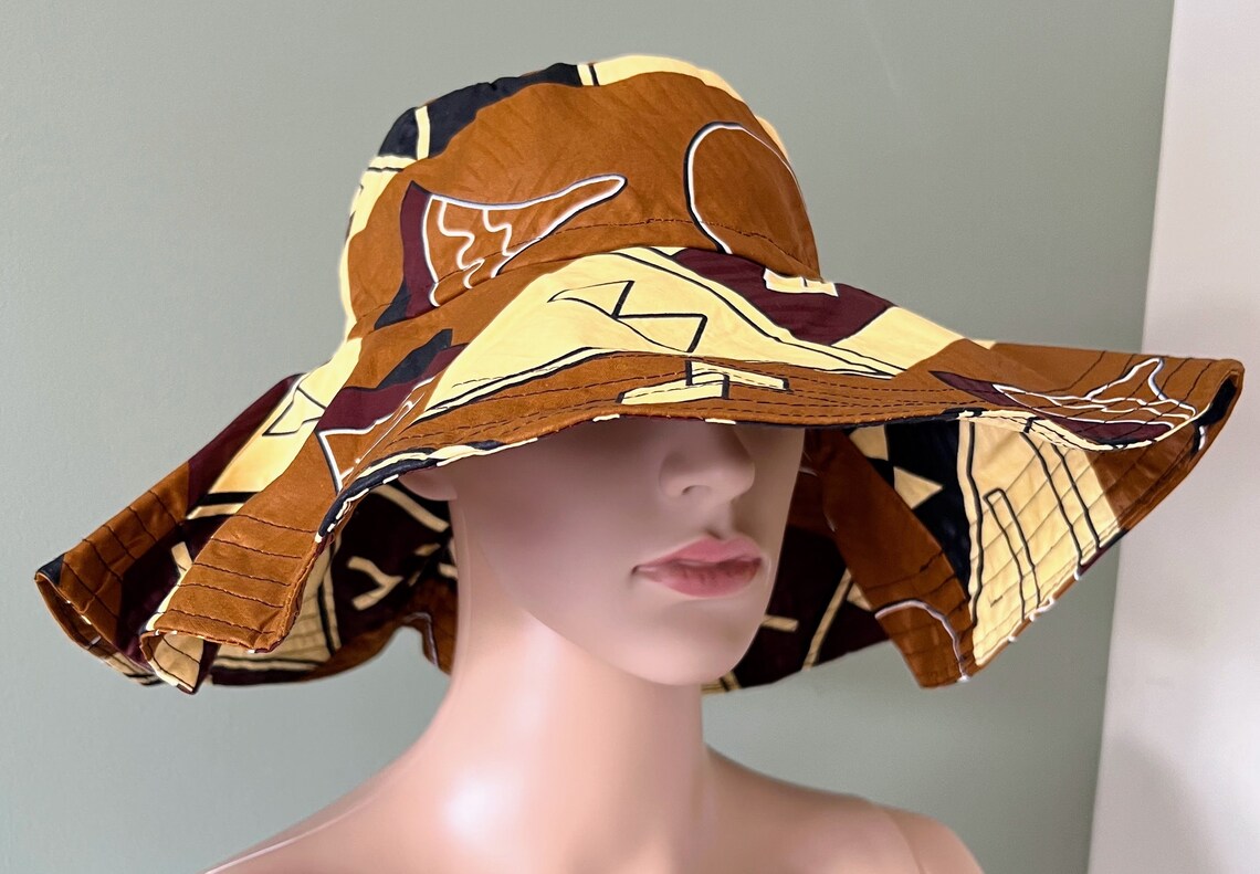 Bucket Hat with Wide Brim, African Print Bucket Hat - Image 5