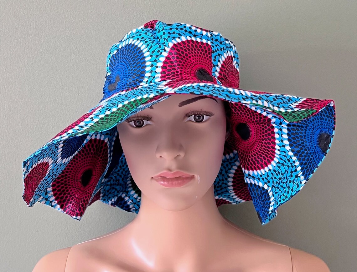 Bucket Hat with Wide Brim, African Print Bucket Hat - Image 8
