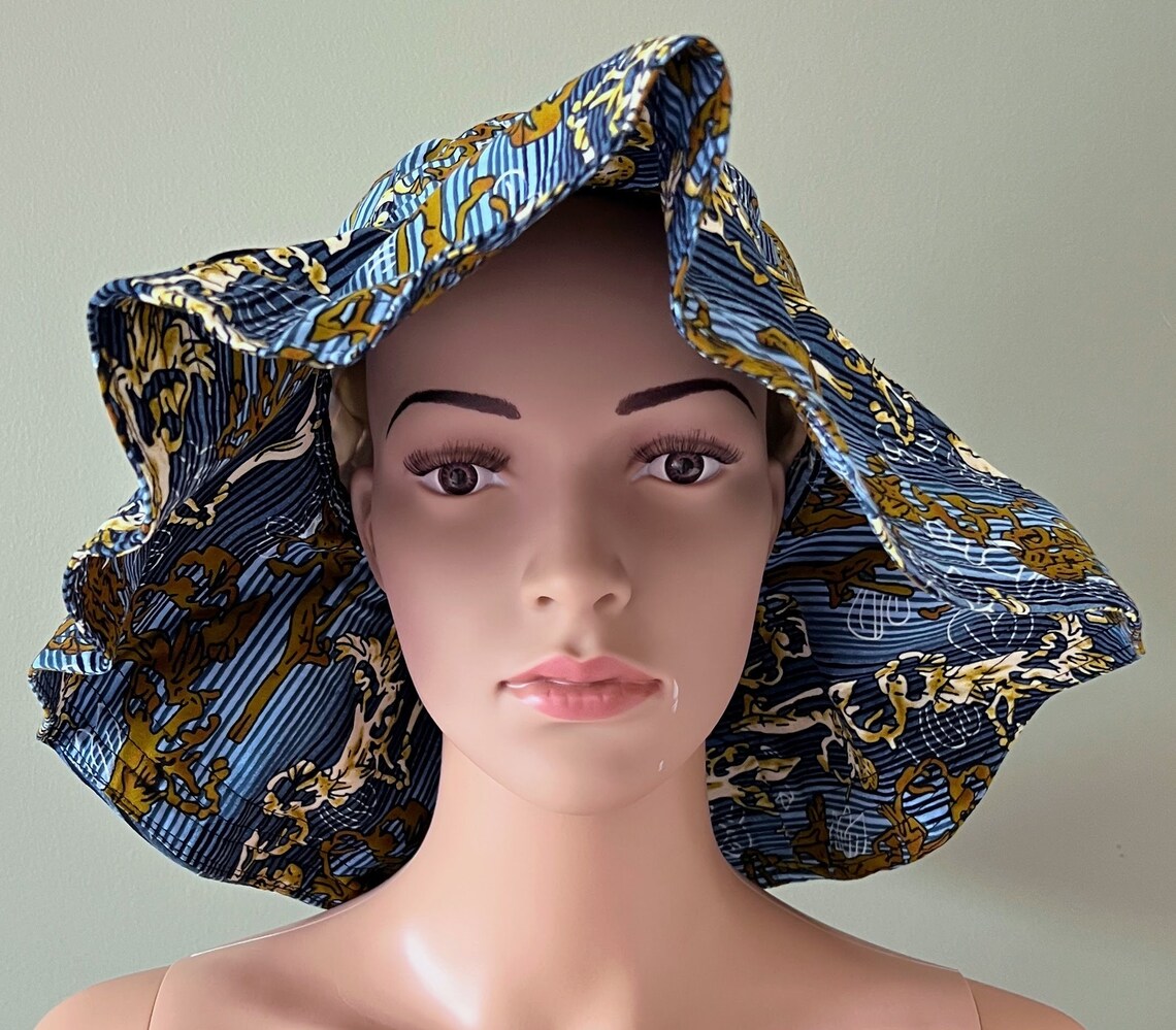 Bucket Hat with Wide Brim, African Print Bucket Hat - Image 9