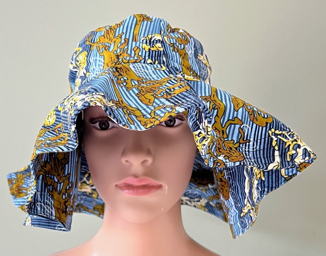 Bucket Hat with Wide Brim, African Print Bucket Hat - Image 3
