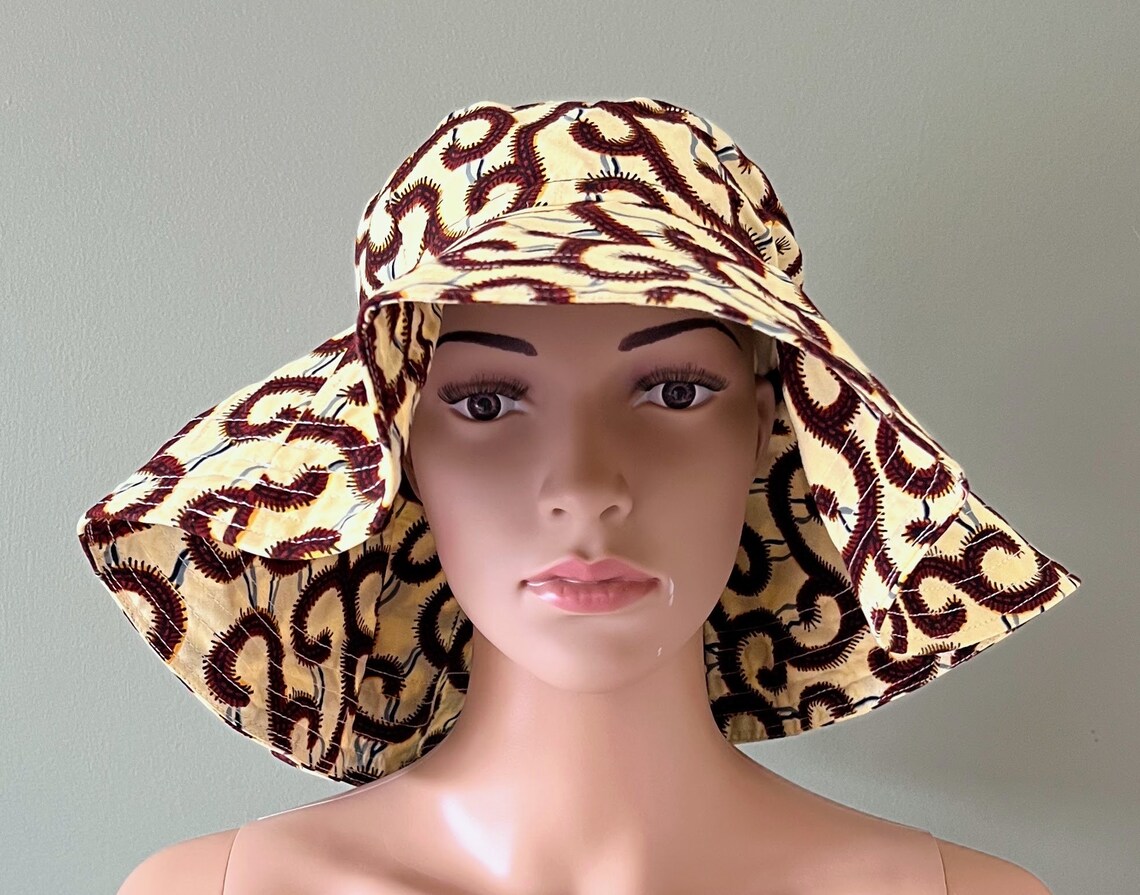 Bucket Hat with Wide Brim, African Print Bucket Hat - Image 2