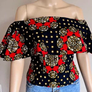 African Print Off Shoulder Top
